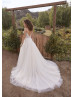 Beaded Spaghetti Straps Ivory Lace Tulle Dreamy Wedding Dress